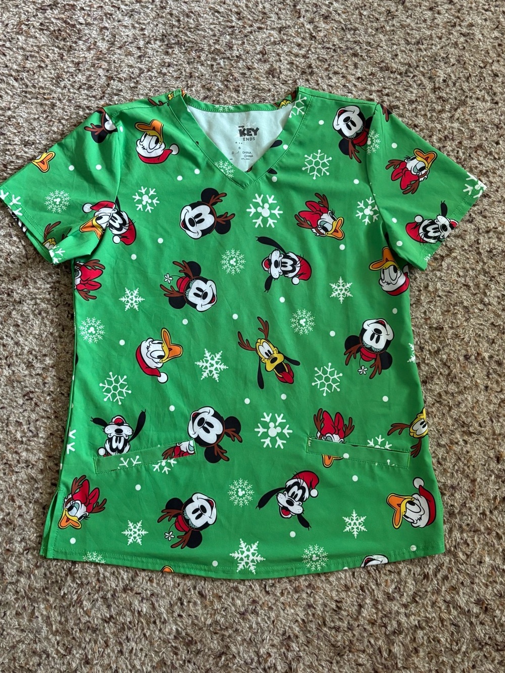 Disney Mickey & Friends Christmas Scrub Top